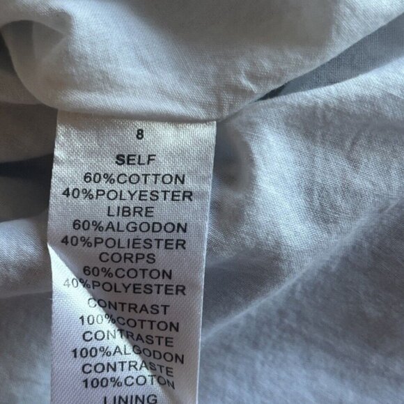 Jessica Simpson Blue White Seersucker Dress Orange Trim Pockets Lined Size 8 - Picture 5 of 10